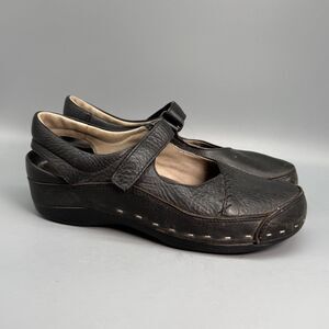 Wolky Fantastic Fitting Strappy Clog Shoes Women's 9 Black Mary Jane Hook & Loop